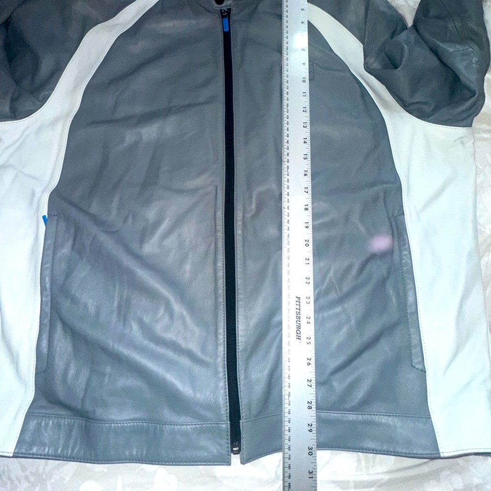 Rare Vintage Jordan Brand BHM edition 100% Leather Cool Gray Motorcycle Jacket - Picture 14 of 15